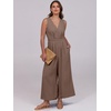 image:imageANRABESS Women Jumpsuits Sleeveless V Neck Elegant Dressy Casual Backless One Piece Pants Romper 2026 Summer OutfitsBrown