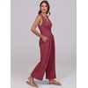 image:imageANRABESS Women Jumpsuits Sleeveless V Neck Elegant Dressy Casual Backless One Piece Pants Romper 2026 Summer OutfitsBurgundy