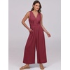 image:imageANRABESS Women Jumpsuits Sleeveless V Neck Elegant Dressy Casual Backless One Piece Pants Romper 2026 Summer OutfitsBurgundy