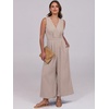 image:imageANRABESS Women Jumpsuits Sleeveless V Neck Elegant Dressy Casual Backless One Piece Pants Romper 2026 Summer OutfitsKhaki