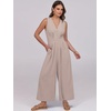 image:imageANRABESS Women Jumpsuits Sleeveless V Neck Elegant Dressy Casual Backless One Piece Pants Romper 2026 Summer OutfitsKhaki
