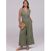 image:imageANRABESS Women Jumpsuits Sleeveless V Neck Elegant Dressy Casual Backless One Piece Pants Romper 2026 Summer OutfitsOlive