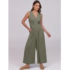 image:imageANRABESS Women Jumpsuits Sleeveless V Neck Elegant Dressy Casual Backless One Piece Pants Romper 2026 Summer OutfitsOlive