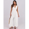 image:imageANRABESS Women Jumpsuits Sleeveless V Neck Elegant Dressy Casual Backless One Piece Pants Romper 2026 Summer OutfitsWhite