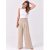 image:imageANRABESS Women Palazzo Pants Summer Flowy Wide Leg High Waist Lounge Trousers with Pockets 2026 Casual Beach Vacation OutfitsAlmond