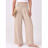 image:imageANRABESS Women Palazzo Pants Summer Flowy Wide Leg High Waist Lounge Trousers with Pockets 2026 Casual Beach Vacation OutfitsAlmond