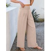 image:imageANRABESS Women Palazzo Pants Summer Flowy Wide Leg High Waist Lounge Trousers with Pockets 2026 Casual Beach Vacation OutfitsAlmond