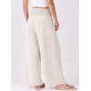 image:imageANRABESS Women Palazzo Pants Summer Flowy Wide Leg High Waist Lounge Trousers with Pockets 2026 Casual Beach Vacation OutfitsBeige