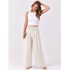image:imageANRABESS Women Palazzo Pants Summer Flowy Wide Leg High Waist Lounge Trousers with Pockets 2026 Casual Beach Vacation OutfitsBeige