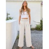 image:imageANRABESS Women Palazzo Pants Summer Flowy Wide Leg High Waist Lounge Trousers with Pockets 2026 Casual Beach Vacation OutfitsBeige