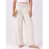 image:imageANRABESS Women Palazzo Pants Summer Flowy Wide Leg High Waist Lounge Trousers with Pockets 2026 Casual Beach Vacation OutfitsBeige