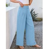 image:imageANRABESS Women Palazzo Pants Summer Flowy Wide Leg High Waist Lounge Trousers with Pockets 2026 Casual Beach Vacation OutfitsBright Blue