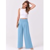 image:imageANRABESS Women Palazzo Pants Summer Flowy Wide Leg High Waist Lounge Trousers with Pockets 2026 Casual Beach Vacation OutfitsBright Blue