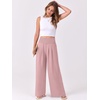 image:imageANRABESS Women Palazzo Pants Summer Flowy Wide Leg High Waist Lounge Trousers with Pockets 2026 Casual Beach Vacation OutfitsBright Pink