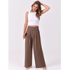 image:imageANRABESS Women Palazzo Pants Summer Flowy Wide Leg High Waist Lounge Trousers with Pockets 2026 Casual Beach Vacation OutfitsCoffee