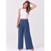 image:imageANRABESS Women Palazzo Pants Summer Flowy Wide Leg High Waist Lounge Trousers with Pockets 2026 Casual Beach Vacation OutfitsDeep Blue