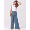 image:imageANRABESS Women Palazzo Pants Summer Flowy Wide Leg High Waist Lounge Trousers with Pockets 2026 Casual Beach Vacation OutfitsGrey Blue