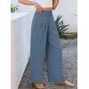 image:imageANRABESS Women Palazzo Pants Summer Flowy Wide Leg High Waist Lounge Trousers with Pockets 2026 Casual Beach Vacation OutfitsGrey Blue
