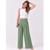 image:imageANRABESS Women Palazzo Pants Summer Flowy Wide Leg High Waist Lounge Trousers with Pockets 2026 Casual Beach Vacation OutfitsLight Green