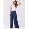 image:imageANRABESS Women Palazzo Pants Summer Flowy Wide Leg High Waist Lounge Trousers with Pockets 2026 Casual Beach Vacation OutfitsNavy Blue