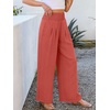 image:imageANRABESS Women Palazzo Pants Summer Flowy Wide Leg High Waist Lounge Trousers with Pockets 2026 Casual Beach Vacation OutfitsOrange Red