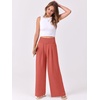 image:imageANRABESS Women Palazzo Pants Summer Flowy Wide Leg High Waist Lounge Trousers with Pockets 2026 Casual Beach Vacation OutfitsOrange Red