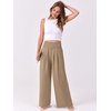 image:imageANRABESS Women Palazzo Pants Summer Flowy Wide Leg High Waist Lounge Trousers with Pockets 2026 Casual Beach Vacation OutfitsYellow Khaki