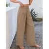 image:imageANRABESS Women Palazzo Pants Summer Flowy Wide Leg High Waist Lounge Trousers with Pockets 2026 Casual Beach Vacation OutfitsYellow Khaki