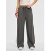 image:imageANRABESS Women Wide Leg Linen Palazzo Pants Casual Elastic Waist Drawstring Flowy Loose Beach Travel Trousers with PocketsDark Gray