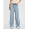 image:imageANRABESS Women Wide Leg Linen Palazzo Pants Casual Elastic Waist Drawstring Flowy Loose Beach Travel Trousers with PocketsLight Blue