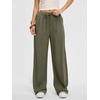 image:imageANRABESS Women Wide Leg Linen Palazzo Pants Casual Elastic Waist Drawstring Flowy Loose Beach Travel Trousers with PocketsOlive Green