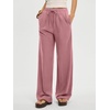 image:imageANRABESS Women Wide Leg Linen Palazzo Pants Casual Elastic Waist Drawstring Flowy Loose Beach Travel Trousers with PocketsPink