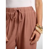 image:imageANRABESS Women Wide Leg Linen Palazzo Pants Casual Elastic Waist Drawstring Flowy Loose Beach Travel Trousers with PocketsRust Red