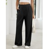 image:imageANRABESS Womens Pants Wide Leg Waffle Knit Casual Stretchy Work Dress Pants 2026 Pull on Business Slacks Trousers OutfitsBlack