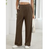 image:imageANRABESS Womens Pants Wide Leg Waffle Knit Casual Stretchy Work Dress Pants 2026 Pull on Business Slacks Trousers OutfitsBrown