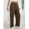 image:imageANRABESS Womens Pants Wide Leg Waffle Knit Casual Stretchy Work Dress Pants 2026 Pull on Business Slacks Trousers OutfitsBrown