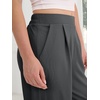 image:imageANRABESS Womens Pants Wide Leg Waffle Knit Casual Stretchy Work Dress Pants 2026 Pull on Business Slacks Trousers OutfitsDark Grey