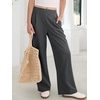 image:imageANRABESS Womens Pants Wide Leg Waffle Knit Casual Stretchy Work Dress Pants 2026 Pull on Business Slacks Trousers OutfitsDark Grey
