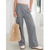 image:imageANRABESS Womens Pants Wide Leg Waffle Knit Casual Stretchy Work Dress Pants 2026 Pull on Business Slacks Trousers OutfitsLight Grey