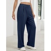image:imageANRABESS Womens Pants Wide Leg Waffle Knit Casual Stretchy Work Dress Pants 2026 Pull on Business Slacks Trousers OutfitsNavy Blue