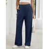 image:imageANRABESS Womens Pants Wide Leg Waffle Knit Casual Stretchy Work Dress Pants 2026 Pull on Business Slacks Trousers OutfitsNavy Blue