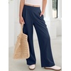image:imageANRABESS Womens Pants Wide Leg Waffle Knit Casual Stretchy Work Dress Pants 2026 Pull on Business Slacks Trousers OutfitsNavy Blue