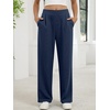 image:imageANRABESS Womens Pants Wide Leg Waffle Knit Casual Stretchy Work Dress Pants 2026 Pull on Business Slacks Trousers OutfitsNavy Blue
