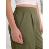 image:imageANRABESS Womens Pants Wide Leg Waffle Knit Casual Stretchy Work Dress Pants 2026 Pull on Business Slacks Trousers OutfitsPea Green