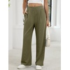 image:imageANRABESS Womens Pants Wide Leg Waffle Knit Casual Stretchy Work Dress Pants 2026 Pull on Business Slacks Trousers OutfitsPea Green