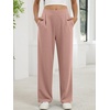 image:imageANRABESS Womens Pants Wide Leg Waffle Knit Casual Stretchy Work Dress Pants 2026 Pull on Business Slacks Trousers OutfitsPink