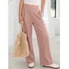 image:imageANRABESS Womens Pants Wide Leg Waffle Knit Casual Stretchy Work Dress Pants 2026 Pull on Business Slacks Trousers OutfitsPink