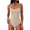 image:imageANRABESS Women Bodysuits Square Neck Spaghetti Straps Sleeveless Cami Top Summer Backless Ribbed Knit Basic Body SuitsAlmond