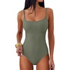 image:imageANRABESS Women Bodysuits Square Neck Spaghetti Straps Sleeveless Cami Top Summer Backless Ribbed Knit Basic Body SuitsArmy Green