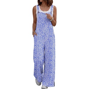 image:imageANRABESS Overalls for Women 2026 Summer Casual Loose One Piece Outfits Baggy Wide Leg Jumpers Lightweight Comfy RompersBlue White Floral